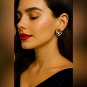 Heart post back earrings, gunmetal & gold finishes, crystal framing/centre 🖤🩶💛